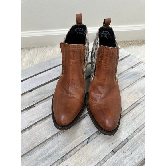Independent Boot Company Celeste Leather Brown Cheetah Leopard Point Boots - Picture 4 of 9